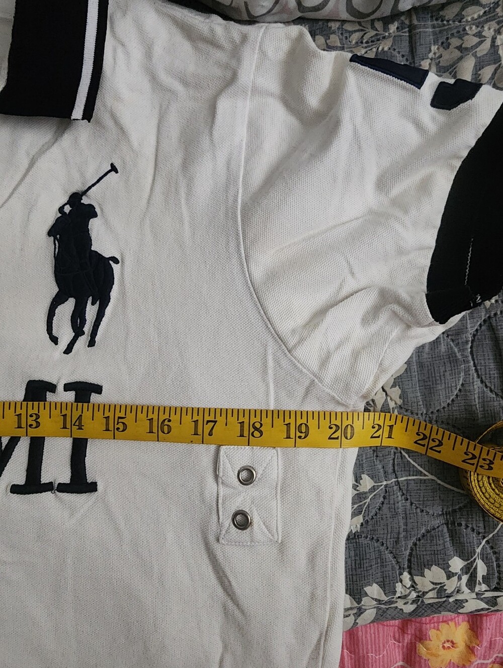 Ralph Lauren White Polo with Navy Trim and Miami Embroidery - Picture 4 of 5